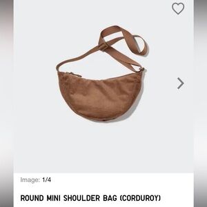 Uniqlo Round Mini Shoulder Bag in Brown Corduroy